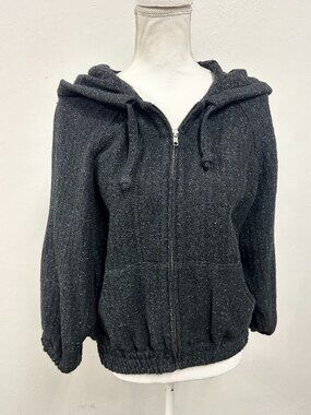 Isabel Marant Black Speckled Knit Zip Up Hoodie Size Small